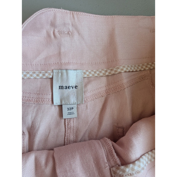 NWD Maeve The Junie Embroidered High-Rise Flare Pants Sz 32P Pink #7C503 - Picture 8 of 16